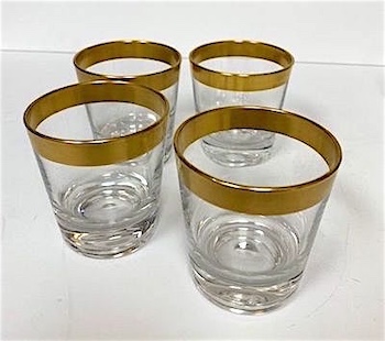 Set of 4 24k Gold Band Rock Glasses