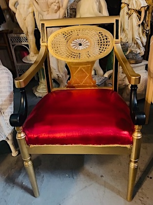 Side Gold Chair with Red Cushion