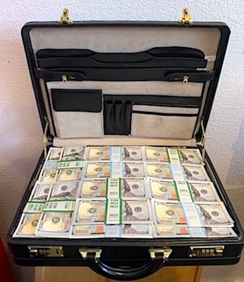 Briefcase Full of Faux $100 Bills