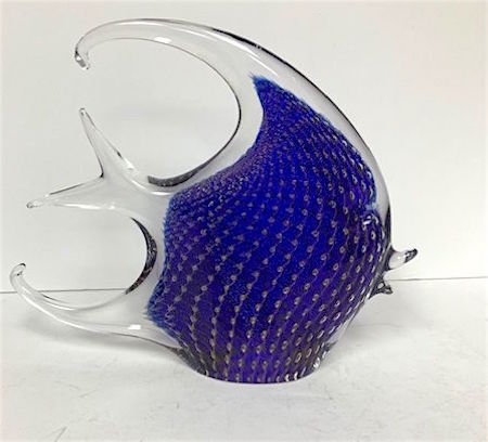 Murano Bubble Cobalt Blue Angel Fish