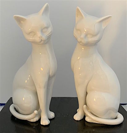 Vintage Otagiri White Porcelain Siamese Cats Set