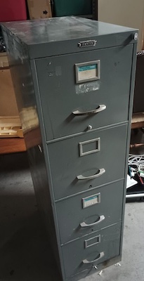 1980s Metal Filing Cabinet Steel Grey