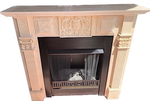 Free Standing Fireplace Distress Ivory 