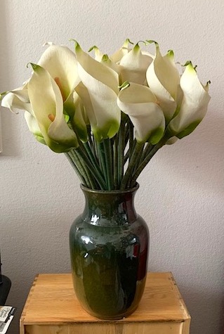 Calla Lilies in Pottery Vase