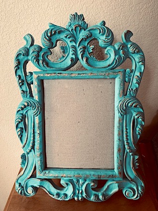 Boho Chic Distress Turquoise & Gold Picture Frame
