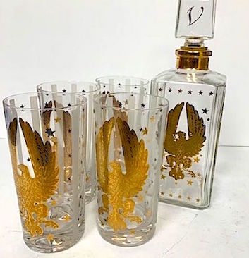 Mid Century Modern Gay Fad Eagle Vodka Decanter Set