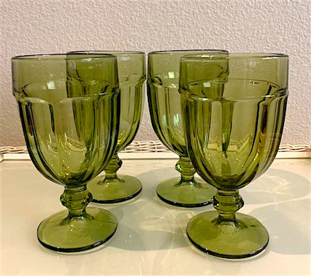 Large Goblet Gibraltar In Avocado Geen and Clear