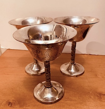 Vintage Brass/Gold Wine Goblets