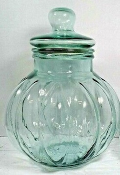 Vintage Large Glass Potbelly Jar and Lid