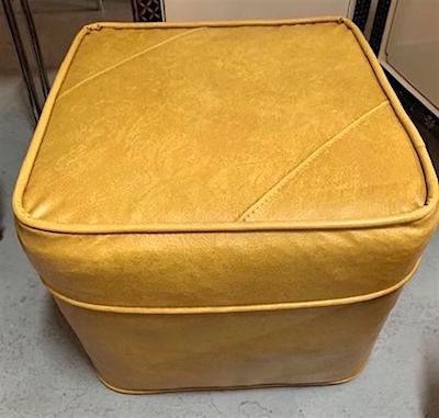 1960s Naughyde Vinyl Footstool Mustard Yellow Hassock