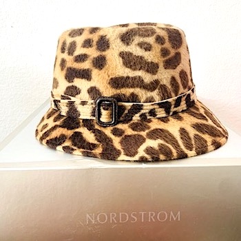 Vintage Leopard Fedora Hat 100% Wool