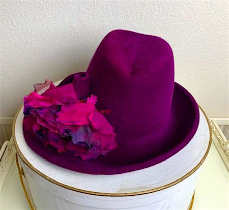 Philip Tracey of London Wine Sidesweep Fedora with Flowers Detail