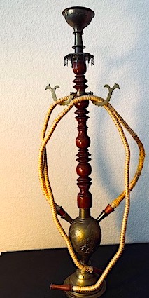 Vintage 1960's Handmade Wood & Brass Hookah