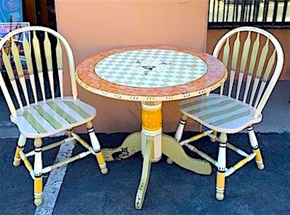 Vintage Hand Painted Round Kitchen Table