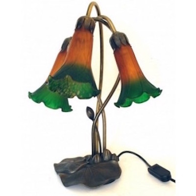 Angel Trumpet Lamp with Triple Amber and Green Shades