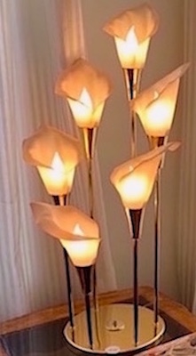 Angel Trumpet Lamp with Triple Amber and Green Shades