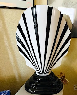Art Deco Style Black and White Clam Shell Lamp