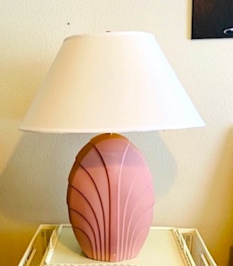 Art Deco Revival Blush Pink Large Ceramic Lamp with Shade