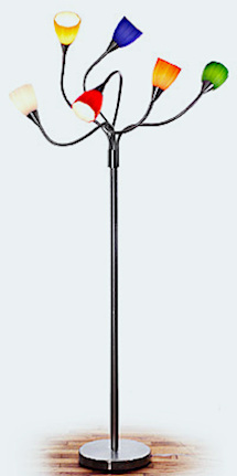 Medusa Floor Lamp 6-Arms with Colored Sconces