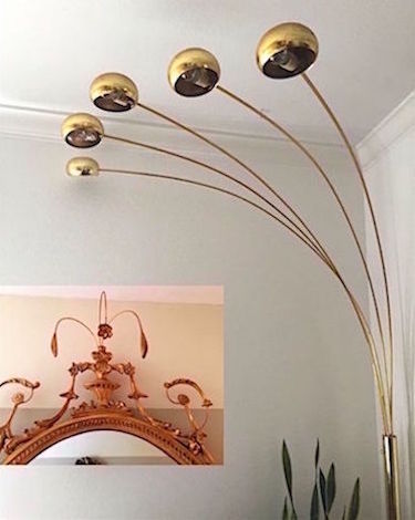 Vintage Gold Spider Floor Lamp 5 Lights