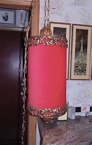 1960s Hot Pink Gold Trim Swag Lamp