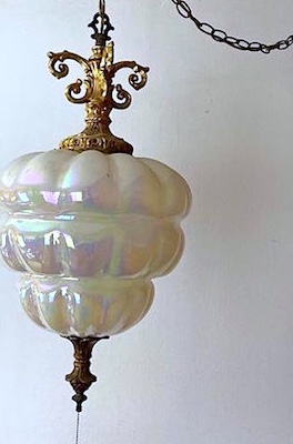 70s Large Opalescent Pendant Swag Plug In