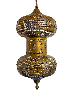 Cut Out Tin & Glass Moroccan Hanging Light Pendant