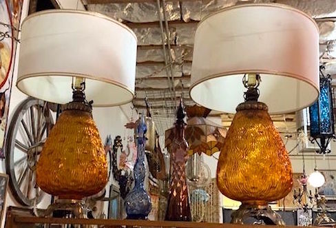 1970s Honey Amber Lamps