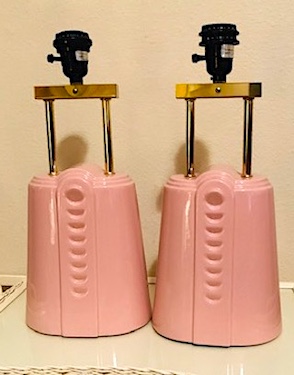 Vintage Bauceware Canada Art Deco Revival Pink Lamps