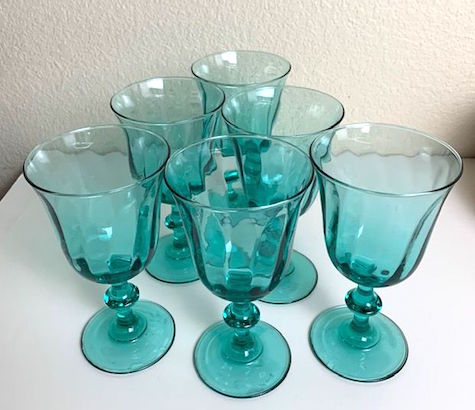 Luminarc Teal Green Ribbed Optic Wine Goblets