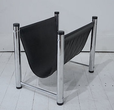 Black Leather Sling and Chrome Magazine Rack