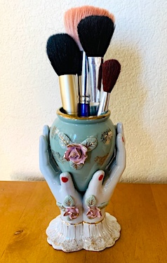 Vintage 50s Makeup Brushes w holder