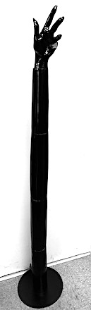 Vintage Tall Black Gloss Enamel Hand with Base