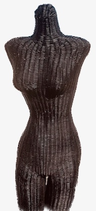 Vintage Black Wicker Full Torso Mannequin