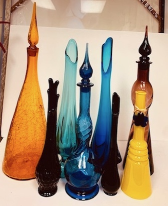 several vintage swung vases