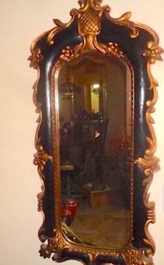 Large Ornate Black with Gold Wall Mirror