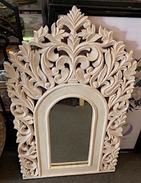 Large Wall White Carved wood Mirrorl