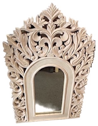 Large Wall White Carved wood Mirrorl