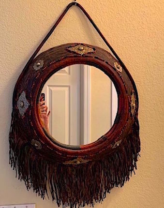 Marrakech Fringed Leather Round Mirror