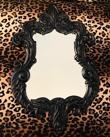 Large Ornate Black with Gold Wall Mirror