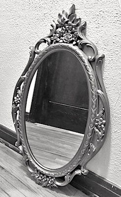 Ornate Syroco Silver Mirror