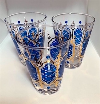 Mid Century Royal Blue Double Old Fashioned Glasses by Anchor Hocking