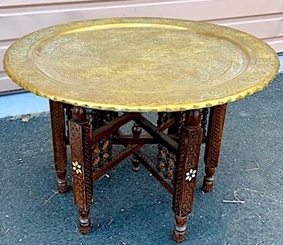 Moroccan Round Brass Tray Folding Stand