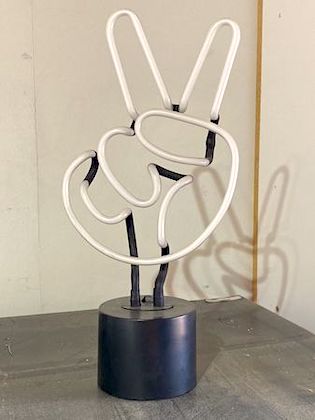 Neon Hand Peace Sculpture Sign