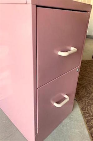 1970s Metal Filing Cabinet Pink