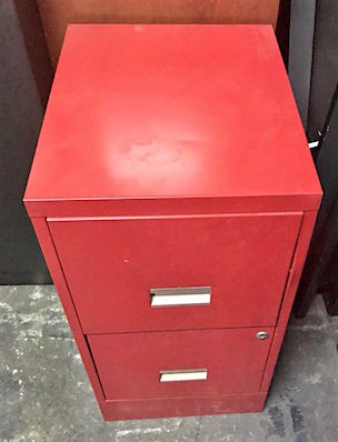 1970s Metal Filing Cabinet Red