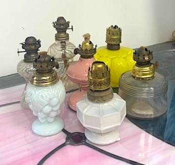 Vintage small glass oil lamp bases