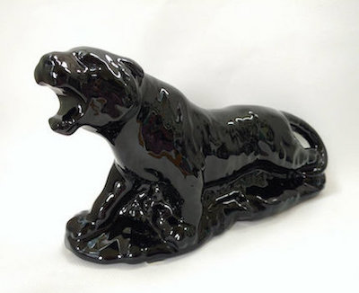 Mid Century Sleek Glossy Black Panther Planter