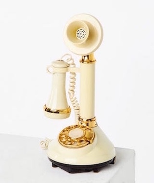 Cream & Gold Candlestick Gold Rotary Dial Phone