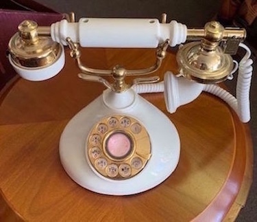 1960s Cream & Gold Desk Gold Rotary Dial Phone